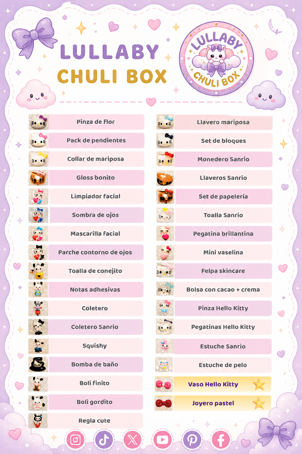 Catálogo de artículos Lullaby Chulibox